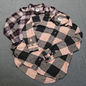 Lot of 2 American Eagle Ahh-Mazingly Soft Flannel Shirt Boyfriend Fit Womens M